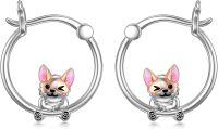 wholesale 925 Sterling Silver Hypoallergenic Chihuahua Dog Huggie Hoop Earrings for Women-Corgi
