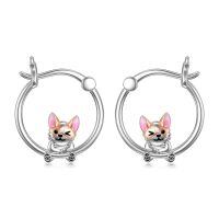 wholesale 925 Sterling Silver Hypoallergenic Chihuahua Dog Huggie Hoop Earrings for Women-Corgi