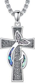 wholesale 925 Sterling Silver Abalone Shell Inlay Celtic Knot Cross Pendant Necklace for Women and Men Religious Christian s-0-0