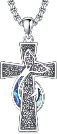 wholesale 925 Sterling Silver Abalone Shell Inlay Celtic Knot Cross Pendant Necklace for Women and Men Religious Christian s-Fish Hook Cross