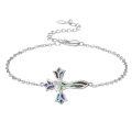 wholesale 925 Sterling Silver Abalone Shell Inlay Rose Tulip Cross Charm Bracelet for Women Christian Catholic Faith  6-8 Adjustable Chain Length-0-0