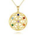 wholesale 14K Gold 7 Chakra Tree of Life Pendant Necklace - Yoga Spiritual Healing s for Women-0-0