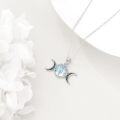 wholesale 925 Sterling Silver Triple Moon Goddess Amulet Necklace with Blue Stone Pagan Jewelry for Women-0-3
