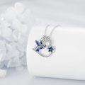 wholesale 925 Sterling Silver Blue Opal Hummingbird Flower Heart Pendant Necklace for Women-0-4