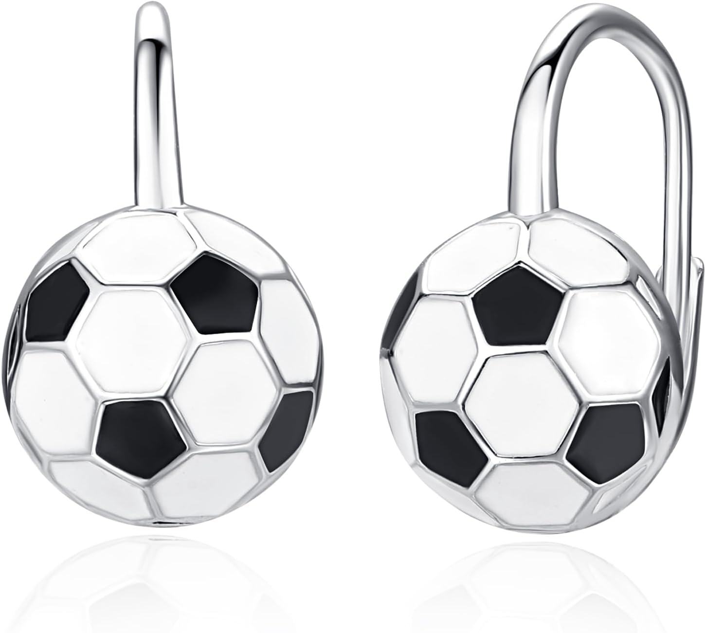  Sterling Silver Hypoallergenic Sports Ball Dangle Leverback Earrings for Women -0-0