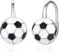 wholesale 925 Sterling Silver Soccer Ball Sporty Leverback Earring for Women-0-0
