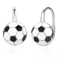 wholesale 925 Sterling Silver Soccer Ball Sporty Leverback Earring Wholesalefor Women-Soccer