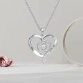 wholesale 925 Sterling Silver Heart with Cubic Zirconia Baby Feet Pendant Necklace for Women and Expectant Mothers Gifts-0-3