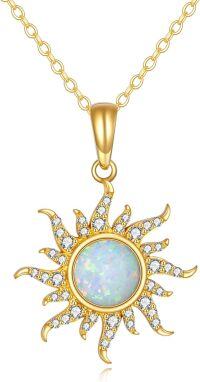 wholesale 14K Gold Sun & Moon Opal Pendant Necklace for Women - Elegant s-gold