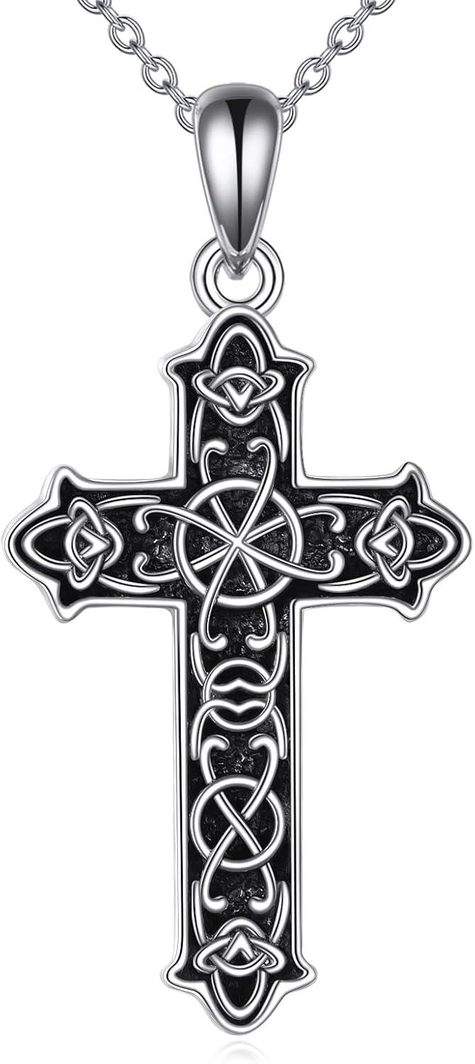  Sterling Silver Ankh Celtic Knot Star of David Heart Cross Pendant Necklace -0-0