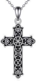 wholesale 925 Sterling Silver Celtic Knot Cross Pendant Necklace with Chain-0-0