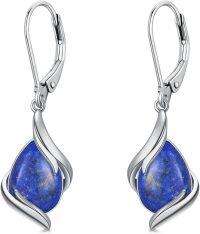 wholesale 925 Sterling Silver Black Onyx Tear Drop Dangle Earrings for Women Fine s-Lapis Lazuli