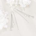 wholesale 925 Sterling Silver Triangle Threader Dangle Drop Earrings with Chain for Women-0-4