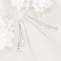 wholesale 925 Sterling Silver Triangle Threader Dangle Drop Earrings with Chain for Women-0-4