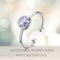 wholesale 925 Sterling Silver & Austrian Crystal June Birthstone Ring – Adjustable, 14K White Gold Plated, Hypoallergenic, Gift for Women-0-4