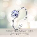 wholesale 925 Sterling Silver C Shaped Ring With Clear Round Crystal-0-4