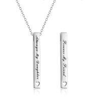 wholesale 925 Sterling Silver Friendship Bar Necklace-Always My Daughter Forever My Friend-Silver