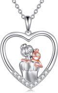 wholesale 925 Sterling Silver Mother and Child Heart Pendant Necklaces for Women Gifts-0-0