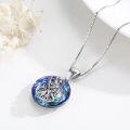wholesale 925 Sterling Silver Round Blue Crystal Saint Christopher Catholic Protection Pendant Necklace-0-4