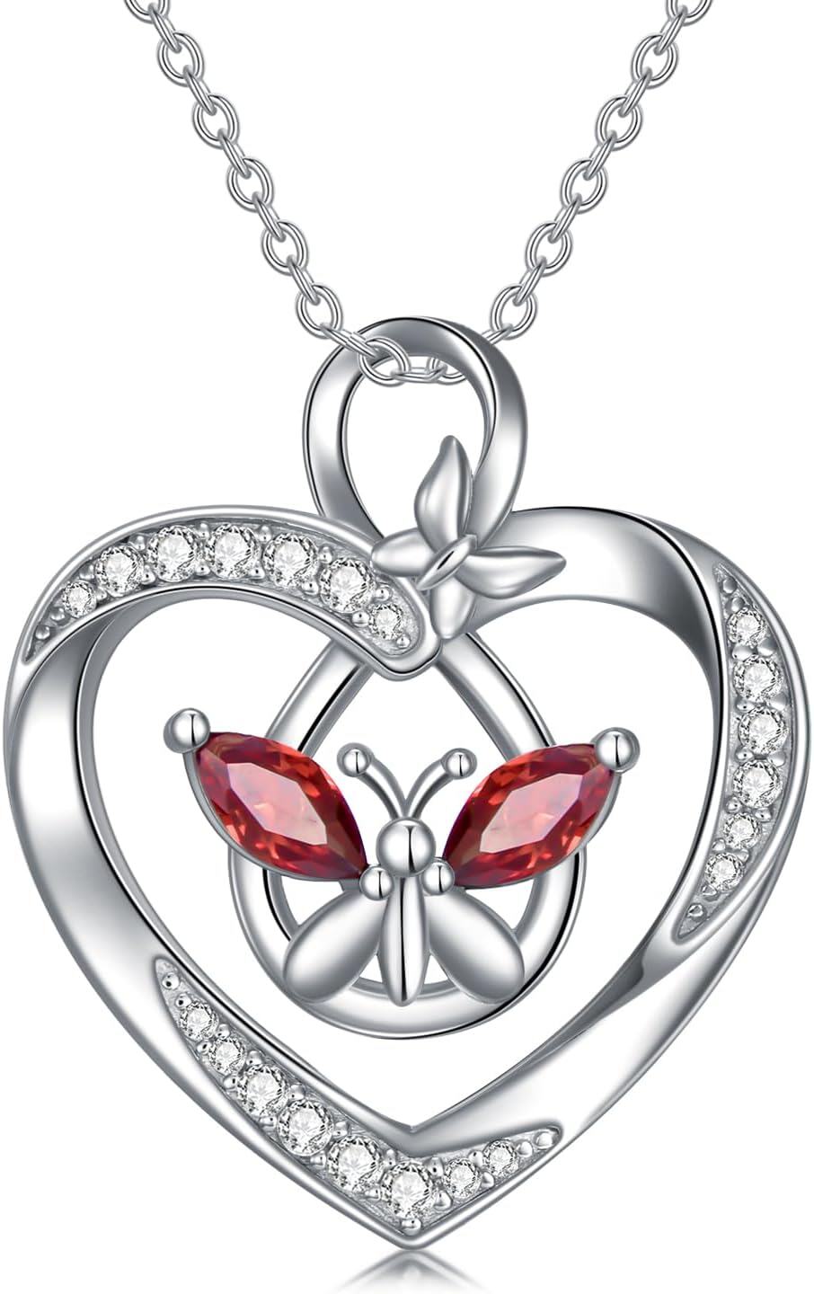 Sterling Silver Butterfly Pendant Necklace for Women Gift for Wife Girlfriend-0-0