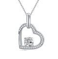 wholesale 14k White Gold Plated 925 Sterling Silver Moissanite Open Heart Pendant Necklace-0-0
