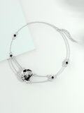 wholesale 925 Sterling Silver Black Onyx Adjustable Bracelet with Moon and Cat Design-0-5