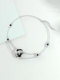 wholesale 925 Sterling Silver Black Onyx Adjustable Bracelet with Moon and Cat Design-0-5