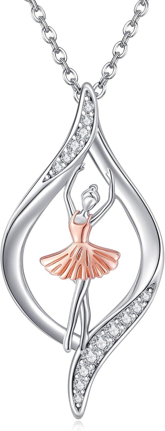 Sterling Silver Dancer Necklace for Gymnastics Cheerleading Ballet-0-1
