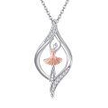 wholesale 925 Sterling Silver Ballet Dancer Pendant Necklace-0-0