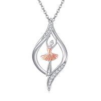 wholesale 925 Sterling Silver Ballet Dancer Pendant Necklace-ballet