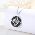 wholesale 925 Sterling Silver Pentagram Witch's Knot Pendant with Black Onyx and Moon Phase Design Necklace-0-3