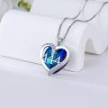 wholesale 925 Sterling Silver Blue Heart Shape Crystals Angel Numbers Pendant Necklace for Women Gifts-0-3