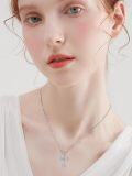 wholesale 925 Sterling Silver 925 Cubic Zirconia Cross Pendant Necklace for Women-0-1
