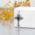 wholesale Sterling Silver Oxidized Cross Pendant Necklace Adjustable 18+2 Chain for Men Women Protection Gift-0-4