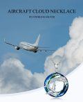 wholesale TOUPOP Aircraft Necklace Sterling Silver Jewelry Aircraft Necklace For Women With Blue Crystal Pendant Clound Jewelry Birthday Gifts For Women -0-4