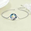 wholesale 925 Sterling Silver Mountain Sunrise Pendant Bracelet With Blue Swarovski Crystal-0-1