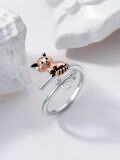 wholesale 925 Sterling Silver Animal Ring Highland Cow Panda Snake Koala Adjustable Open Ring for Women Christmas Birthday Gift-0-3