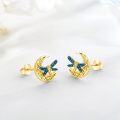 wholesale 925 Sterling Silver Blue Enamel Celtic Moon Dragonfly Stud Earrings Irish  for Women Girls-0-1