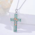 wholesale Sterling Silver Turquoise Cross Birth Flower Necklace 12 Month Pendant for Women Mom-0-32