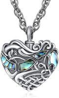wholesale 925 Sterling Silver Abalone Shell Heart Urn Pendant Necklace  Memorial Keepsake Jewelry for Women and Men-0-0