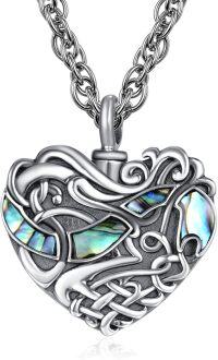 wholesale 925 Sterling Silver Abalone Shell Heart Urn Pendant Necklace  Memorial Keepsake Jewelry for Women and Men-6-Celtic Knot