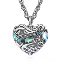 wholesale 925 Sterling Silver Abalone Shell Heart Urn Pendant Necklace Wholesale  Memorial Keepsake Jewelry for Women and Men-6-Celtic Knot