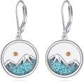 wholesale 925 Sterling Silver Turquoise Mountain Earrings with Mustard Seed Dangle Drops for Skiers Hikers Campers Climbers & Nature Lovers-0-0