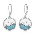 wholesale 925 Sterling Silver Turquoise Mountain Earrings with Mustard Seed Dangle Drops for Skiers Hikers Campers Climbers & Nature Lovers-0-0