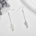 wholesale 925 Sterling Silver Fish Shape Long Chain Drop Earrings for Women-0-4