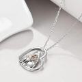 wholesale 925 Sterling Silver Heart-Shaped Dog Lovers Pendant Necklace with Crystals and Gold Plating-0-5