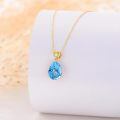 wholesale 14k Gold Teardrop Aquamarine Lab Diamond Pendant Necklace Wholesale With Heart Detail-0-1