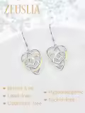 wholesale 925 Sterling Silver Opal Celtic Heart Knot Drop Earrings for Women Irish  Idea 4cm Long-0-2