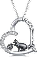 wholesale 925 Sterling Silver Heart-Shaped Cat with Yarn Ball Pendant Necklace - Perfect Gift for Cat Lovers-0-0