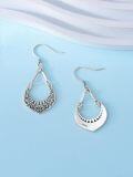 wholesale 925 Sterling Silver Teardrop Moon & Lotus Flower Drop Earrings for Women-0-3